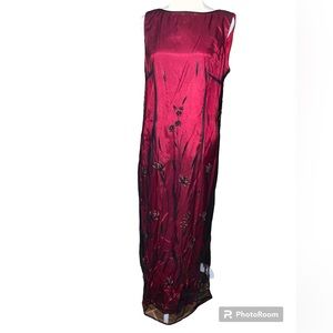 Red dress with black lace over top Virgo size 12